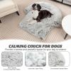 Giantex Calming Dog Bed – Fluffy Plush Pet Bed for Couch, Removable Washable Cover, Soft Neck Bolster, Dog Sofa Bed Furniture Protector Mats for Dogs Cats (Light Gray, Medium – 44” x 40” x 7”)