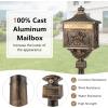 Giantex Cast Aluminum Mailbox with Post – Locking Residential Mailboxes for Outside with Keys, Baffle Door, Expansion Bolts, Address Panel, In-Ground Rust-Proof Large Security Postal Mailbox (Bronze)(Bronze)