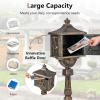 Giantex Cast Aluminum Mailbox with Post – Locking Residential Mailboxes for Outside with Keys, Baffle Door, Expansion Bolts, Address Panel, In-Ground Rust-Proof Large Security Postal Mailbox (Bronze)(Bronze)