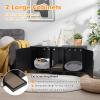 Giantex Cat Litter Box Enclosure – Cat Washroom Hidden Furniture, 2 Storage Cabinets, Removable Cat Scratcher, Air Vents, Detachable Legs, Wood Pet Crate Indoor Cat House TV Stand (Rustic Brown)(Black)