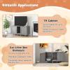 Giantex Cat Litter Box Enclosure – Cat Washroom Hidden Furniture, 2 Storage Cabinets, Removable Cat Scratcher, Air Vents, Detachable Legs, Wood Pet Crate Indoor Cat House TV Stand (Rustic Brown)(Gray)