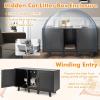 Giantex Cat Litter Box Enclosure – Cat Washroom Hidden Furniture, 2 Storage Cabinets, Removable Cat Scratcher, Air Vents, Detachable Legs, Wood Pet Crate Indoor Cat House TV Stand (Rustic Brown)(Black)