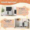 Giantex Cat Litter Box Enclosure – Cat Washroom Hidden Furniture, 2 Storage Cabinets, Removable Cat Scratcher, Air Vents, Detachable Legs, Wood Pet Crate Indoor Cat House TV Stand (Rustic Brown)(Light Gray & White)