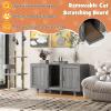 Giantex Cat Litter Box Enclosure – Cat Washroom Hidden Furniture, 2 Storage Cabinets, Removable Cat Scratcher, Air Vents, Detachable Legs, Wood Pet Crate Indoor Cat House TV Stand (Rustic Brown)(Gray)