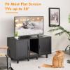 Giantex Cat Litter Box Enclosure – Cat Washroom Hidden Furniture, 2 Storage Cabinets, Removable Cat Scratcher, Air Vents, Detachable Legs, Wood Pet Crate Indoor Cat House TV Stand (Rustic Brown)(Black)
