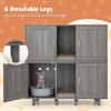 Giantex Cat Litter Box Enclosure – Cat Washroom Hidden Furniture, 2 Storage Cabinets, Removable Cat Scratcher, Air Vents, Detachable Legs, Wood Pet Crate Indoor Cat House TV Stand (Rustic Brown)(Gray)