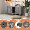 Giantex Cat Litter Box Enclosure – Cat Washroom Hidden Furniture, 2 Storage Cabinets, Removable Cat Scratcher, Air Vents, Detachable Legs, Wood Pet Crate Indoor Cat House TV Stand (Rustic Brown)(Gray)