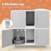 Giantex Cat Litter Box Enclosure – Cat Washroom Hidden Furniture, 2 Storage Cabinets, Removable Cat Scratcher, Air Vents, Detachable Legs, Wood Pet Crate Indoor Cat House TV Stand (Rustic Brown)(Light Gray & White)