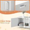 Giantex Cat Litter Box Enclosure – Cat Washroom Hidden Furniture, 2 Storage Cabinets, Removable Cat Scratcher, Air Vents, Detachable Legs, Wood Pet Crate Indoor Cat House TV Stand (Rustic Brown)(Light Gray & White)