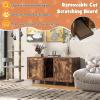 Giantex Cat Litter Box Enclosure – Cat Washroom Hidden Furniture, 2 Storage Cabinets, Removable Cat Scratcher, Air Vents, Detachable Legs, Wood Pet Crate Indoor Cat House TV Stand (Rustic Brown)(Rustic Brown)