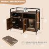 Giantex Cat Litter Box Enclosure – Cat Washroom Hidden Furniture with Front Entry, Scratcher, 2-Door Storage Cabinet, 2 Compartments, Air Vents, Metal Frame, Wooden Pet Crate House (Black)(Rustic Brown)