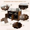 Giantex Cat Litter Box Enclosure – Cat Washroom Hidden Furniture with Front Entry, Scratcher, 2-Door Storage Cabinet, 2 Compartments, Air Vents, Metal Frame, Wooden Pet Crate House (Black)(Rustic Brown)