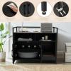 Giantex Cat Litter Box Enclosure – Cat Washroom Hidden Furniture with Front Entry, Scratcher, 2-Door Storage Cabinet, 2 Compartments, Air Vents, Metal Frame, Wooden Pet Crate House (Black)(Black)