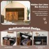 Giantex Cat Litter Box Enclosure – Wooden Washroom with Storage, Scratcher, Winding Entry, Metal Legs, Large Pet Crate Cat House Hidden Furniture (Black & Rustic Brown)(Black & Rustic Brown)