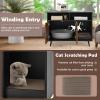 Giantex Cat Litter Box Enclosure – Wooden Washroom with Storage, Scratcher, Winding Entry, Metal Legs, Large Pet Crate Cat House Hidden Furniture (Black & Rustic Brown)(Black & Rustic Brown)