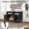 Giantex Cat Litter Box Enclosure – Wooden Washroom with Storage, Scratcher, Winding Entry, Metal Legs, Large Pet Crate Cat House Hidden Furniture (Black & Rustic Brown)(Black & Rustic Brown)