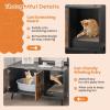 Giantex Cat Litter Box Enclosure, Hidden Cat Washroom Furniture, 2-Door Cabinet, Front Entry, 3 Vent Holes, Cat Scratching Pad, Wooden Pet House Crate End Table for Living Room (Black & Rustic Brown)(Black & Rustic Brown)