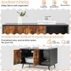 Giantex Cat Litter Box Enclosure, Hidden Cat Washroom Furniture, 2-Door Cabinet, Front Entry, 3 Vent Holes, Cat Scratching Pad, Wooden Pet House Crate End Table for Living Room (Black & Rustic Brown)(Black & Rustic Brown)