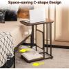 Giantex Cat Scratcher Side Table, C-Shaped End Table with Cat Scratching Board, Washable Cushion, Jingling Ball, Metal Frame, Couch Table Cat Tree Tower for Living Room Bedroom, Rustic Brown
