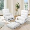 Giantex Chaise Lounge Chair Indoor Multipurpose Folding Armchair Couch Lounger, 6 Adjustable Position, Integrated Armrests, Lumbar Pillow, Padded Seat Ergonomic Single Lazy Sofa Floor Chair (White)(White)