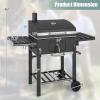 Giantex Charcoal Grill 24 inch, BBQ Grill with 2 Foldable Side Table, Adjustable Charcoal Tray, Pull-out Ash Tray, Heavy Duty Barbecue Grill with Wheels for Outdoor Cooking Camping Backyard Party