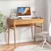 Giantex Computer Desk, 39.5″ Bamboo Home Office Desk with 2 Storage Drawers and Open Shelf, Makeup Table Vanity Desk, Modern Writing Desk Computer Workstation for Bedroom, Study, Natural(Natural)