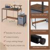 Giantex Computer Desk with Drawer and Power Outlet, Home Office Desk with Reversible Storage Drawer & Raised Shelf, Computer Workstation with Hook, Industrial Study Writing Desk for Study, Bedroom