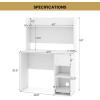 Giantex Computer Desk with Hutch, Home Office Desk with Storage Cabinet & Adjustable Shelf, 2 Cable Holes, Modern Laptop PC Desk Computer Workstation for Working, Study Writing Desk for Bedroom, Gray(White)