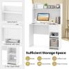 Giantex Computer Desk with Hutch, Home Office Desk with Storage Cabinet & Adjustable Shelf, 2 Cable Holes, Modern Laptop PC Desk Computer Workstation for Working, Study Writing Desk for Bedroom, Gray(White)