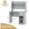Giantex Computer Desk with Hutch, Home Office Desk with Storage Cabinet & Adjustable Shelf, 2 Cable Holes, Modern Laptop PC Desk Computer Workstation for Working, Study Writing Desk for Bedroom, Gray(Grey)