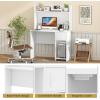 Giantex Computer Desk with Hutch, Home Office Desk with Storage Cabinet & Adjustable Shelf, 2 Cable Holes, Modern Laptop PC Desk Computer Workstation for Working, Study Writing Desk for Bedroom, Gray(White)