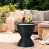 Giantex Cool Bar Table, 8 Gallon Beer and Wine Cooler, Rattan Style Patio Bar Tables, Height Adjustable, 3-in-1 Ice Cooler with Drainage Plug, Outdoor Cocktail Table for Deck Pool Party (Taupe)(Black)