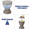 Giantex Cool Bar Table, 8 Gallon Beer and Wine Cooler, Rattan Style Patio Bar Tables, Height Adjustable, 3-in-1 Ice Cooler with Drainage Plug, Outdoor Cocktail Table for Deck Pool Party (Taupe)(Taupe)