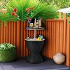 Giantex Cool Bar Table, 8 Gallon Beer and Wine Cooler, Rattan Style Patio Bar Tables, Height Adjustable, 3-in-1 Ice Cooler with Drainage Plug, Outdoor Cocktail Table for Deck Pool Party (Taupe)(Black)
