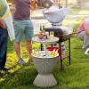 Giantex Cool Bar Table, 8 Gallon Beer and Wine Cooler, Rattan Style Patio Bar Tables, Height Adjustable, 3-in-1 Ice Cooler with Drainage Plug, Outdoor Cocktail Table for Deck Pool Party (Taupe)(Taupe)