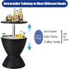 Giantex Cool Bar Table, 8 Gallon Beer and Wine Cooler, Rattan Style Patio Bar Tables, Height Adjustable, 3-in-1 Ice Cooler with Drainage Plug, Outdoor Cocktail Table for Deck Pool Party (Taupe)(Black)