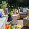 Giantex Cool Bar Table, 8 Gallon Beer and Wine Cooler, Rattan Style Patio Bar Tables, Height Adjustable, 3-in-1 Ice Cooler with Drainage Plug, Outdoor Cocktail Table for Deck Pool Party (Taupe)(Taupe)