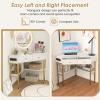 Giantex Corner Desk with Charging Station, 90 Degree Triangle Computer Desk with 2 Drawers & Storage Shelf, L-Shaped Writing Desk Makeup Vanity Table, Compact Corner Desk for Small Spaces (Black)(White)
