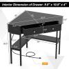 Giantex Corner Desk with Charging Station, 90 Degree Triangle Computer Desk with 2 Drawers & Storage Shelf, L-Shaped Writing Desk Makeup Vanity Table, Compact Corner Desk for Small Spaces (Black)(Black)