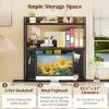 Giantex Desktop Bookshelf, 2-Tier Desk Hutch Dorm with Pegboard for up to 32″ Computer Monitor, Industrial Countertop Storage Organizer Rack, Desk Shelf for Home Office, Rustic Brown