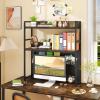 Giantex Desktop Bookshelf, 2-Tier Desk Hutch Dorm with Pegboard for up to 32″ Computer Monitor, Industrial Countertop Storage Organizer Rack, Desk Shelf for Home Office, Rustic Brown