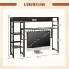Giantex Desktop Bookshelf, 37″ Desk Shelf for Up to 32″ Computer Monitors, 4 Tier Desktop Display Shelves with Grid Panel, 6 Movable Hooks, Anti-tip Device, Desk Hutch for Home Office Dorm (Black)(Black)