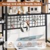 Giantex Desktop Bookshelf, 37″ Desk Shelf for Up to 32″ Computer Monitors, 4 Tier Desktop Display Shelves with Grid Panel, 6 Movable Hooks, Anti-tip Device, Desk Hutch for Home Office Dorm (Black)(Black)