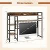 Giantex Desktop Bookshelf, 37″ Desk Shelf for Up to 32″ Computer Monitors, 4 Tier Desktop Display Shelves with Grid Panel, 6 Movable Hooks, Anti-tip Device, Desk Hutch for Home Office Dorm (Black)(Rustic Brown)