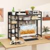 Giantex Desktop Bookshelf, 37″ Desk Shelf for Up to 32″ Computer Monitors, 4 Tier Desktop Display Shelves with Grid Panel, 6 Movable Hooks, Anti-tip Device, Desk Hutch for Home Office Dorm (Black)(Black)