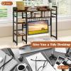 Giantex Desktop Bookshelf, 37″ Desk Shelf for Up to 32″ Computer Monitors, 4 Tier Desktop Display Shelves with Grid Panel, 6 Movable Hooks, Anti-tip Device, Desk Hutch for Home Office Dorm (Black)(Rustic Brown)
