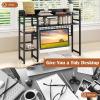 Giantex Desktop Bookshelf, 37″ Desk Shelf for Up to 32″ Computer Monitors, 4 Tier Desktop Display Shelves with Grid Panel, 6 Movable Hooks, Anti-tip Device, Desk Hutch for Home Office Dorm (Black)(Black)