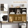 Giantex Desktop Bookshelf, Countertop Storage Hutch with 4 Shelves for Computer Desk, Dressing Tabletop Display Rack, Multipurpose Desk Hutch Storage Organizer for Home Office Dorm (Black)(Grey Oak)