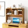 Giantex Desktop Bookshelf, Countertop Storage Hutch with 4 Shelves for Computer Desk, Dressing Tabletop Display Rack, Multipurpose Desk Hutch Storage Organizer for Home Office Dorm (Black)(Burlywood)