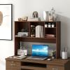 Giantex Desktop Bookshelf, Countertop Storage Hutch with 4 Shelves for Computer Desk, Dressing Tabletop Display Rack, Multipurpose Desk Hutch Storage Organizer for Home Office Dorm (Black)(Walnut)